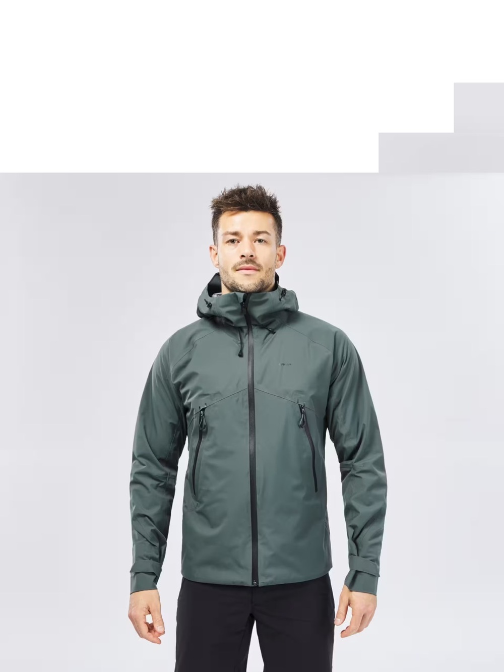Quechua | Mens MH500 Waterproof Hiking Jacket Dark Grey Green Size L